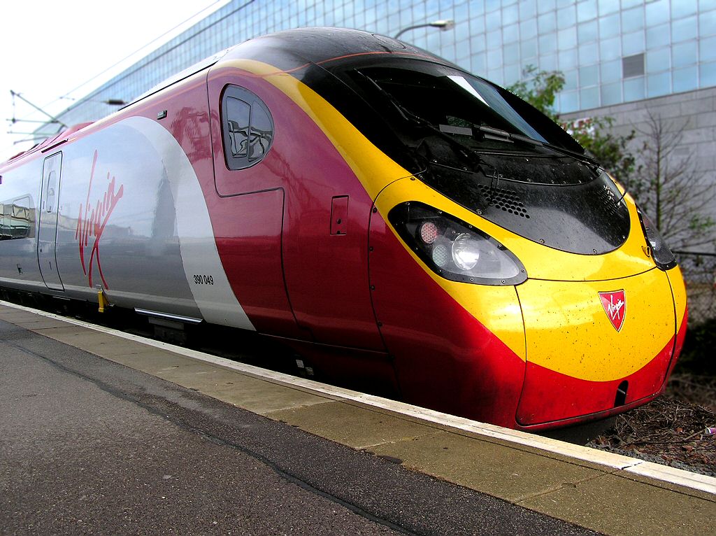 British Trains - Virgin Trains Class 390 Pendolino tilting intercity express train built by Fiat Ferroviaria - Virgin London Euston to Glasgow Central Route on WCML